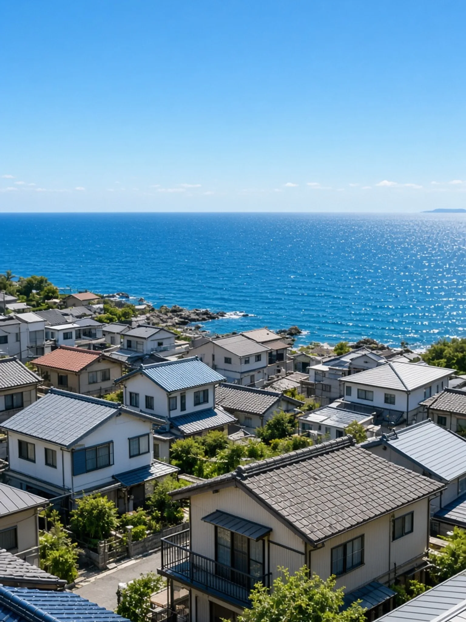 湘南 藤沢の海と住宅街